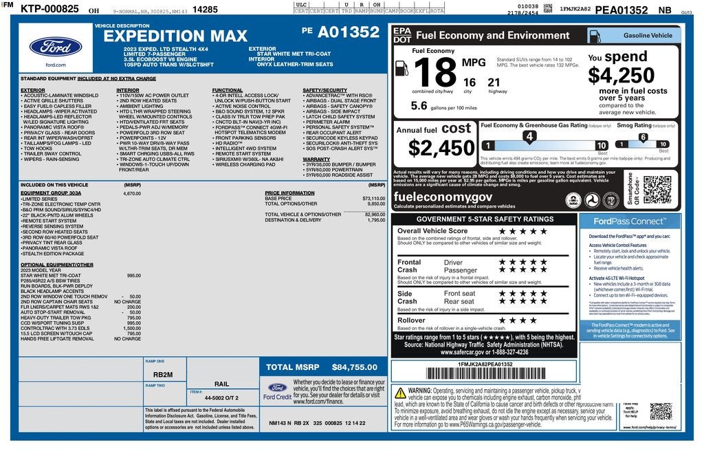2023 Ford Expedition Max Limited Stealth 4WD | Pano Roof | NEW TIRES | HD Tow