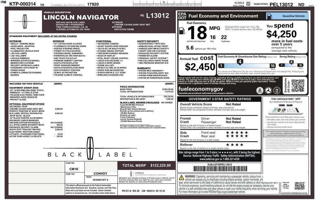 2023 Lincoln Navigator Black Label Special Eddition 4WD | Pano Roof | HD Tow Pkg