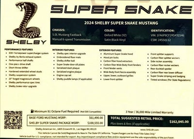 2024 Ford Mustang SHELBY SUPER SNAKE | 6-SPEED