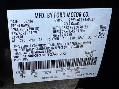 2024 Ford Explorer ST | Pano Roof | Street Pack | 360 Camera | Tech Pkg