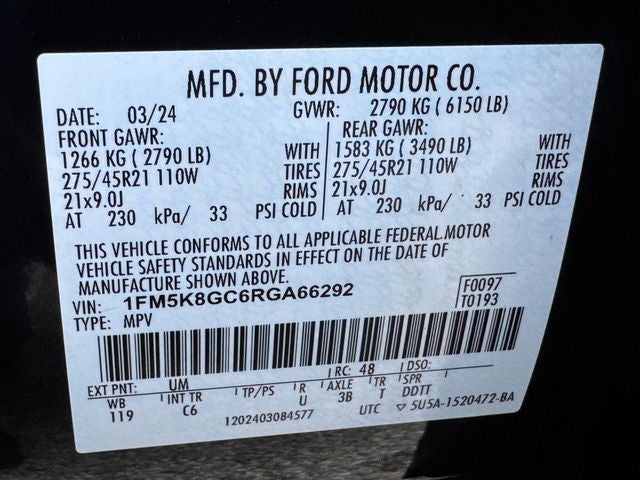 2024 Ford Explorer ST | Pano Roof | Street Pack | 360 Camera | Tech Pkg
