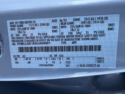 2025 Ford Escape Plug-In Hybrid Base | 40 MPG | 360 Camera | Clean Carfax