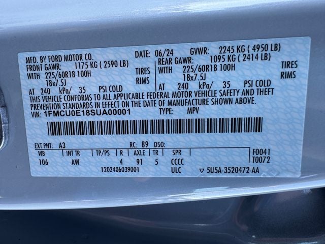 2025 Ford Escape Plug-In Hybrid Base | 40 MPG | 360 Camera | Clean Carfax