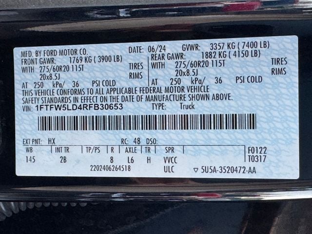 2024 Ford F-150 Lariat | Hybrid | Pano Roof | Black Pkg | 360 Camera