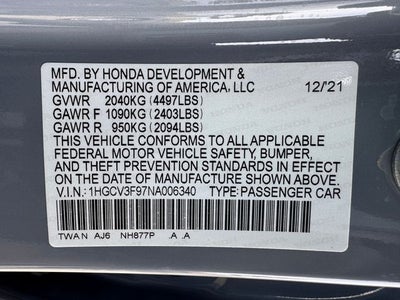 2022 Honda Accord Hybrid Touring | Heated/Cooled Seats | Moonroof | Adaptive Cruise