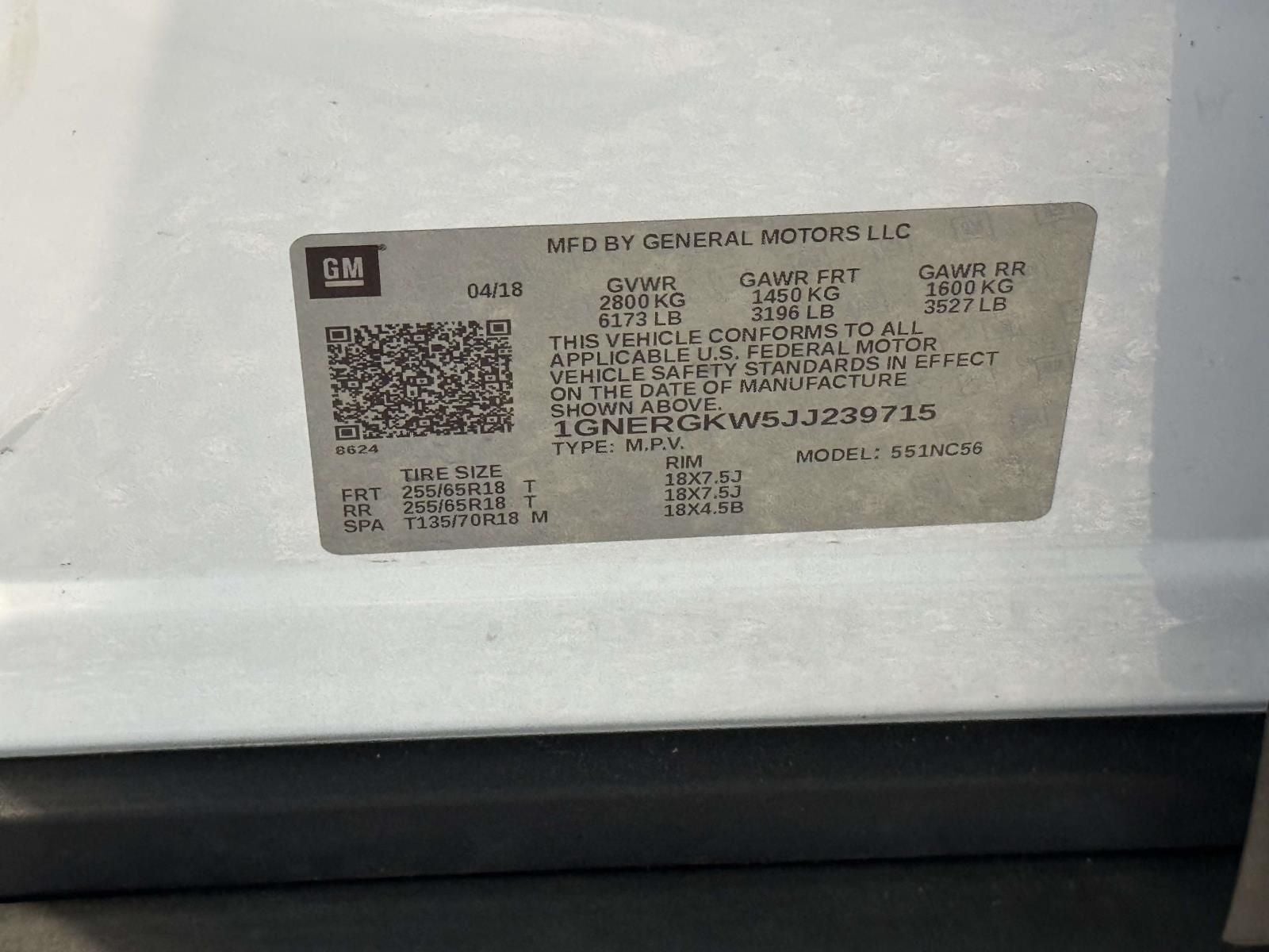 2018 Chevrolet Traverse LT Cloth w/1LT